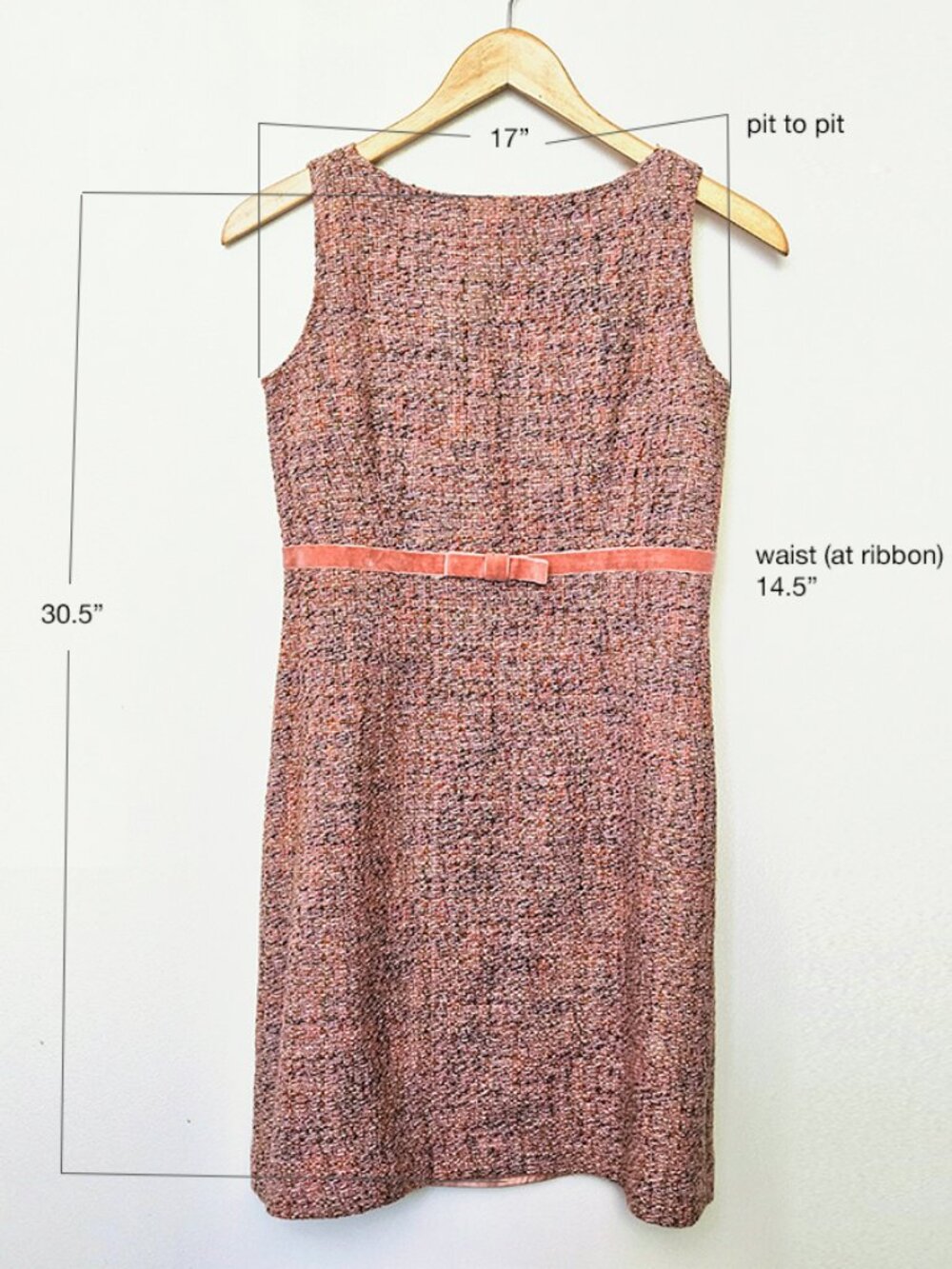 Gap Pink Tweed Bow Sheath Dress Preppy Classic Size 2 - Picture 7 of 9